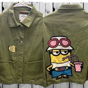 Zara Kids Olive Jacket Minions with Fun Cartoon Design size 11-12 Unisex